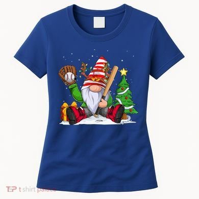 Baseball Gnome Christmas Winter Season Catcher Pitcher Funny Gift Women's T-Shirt