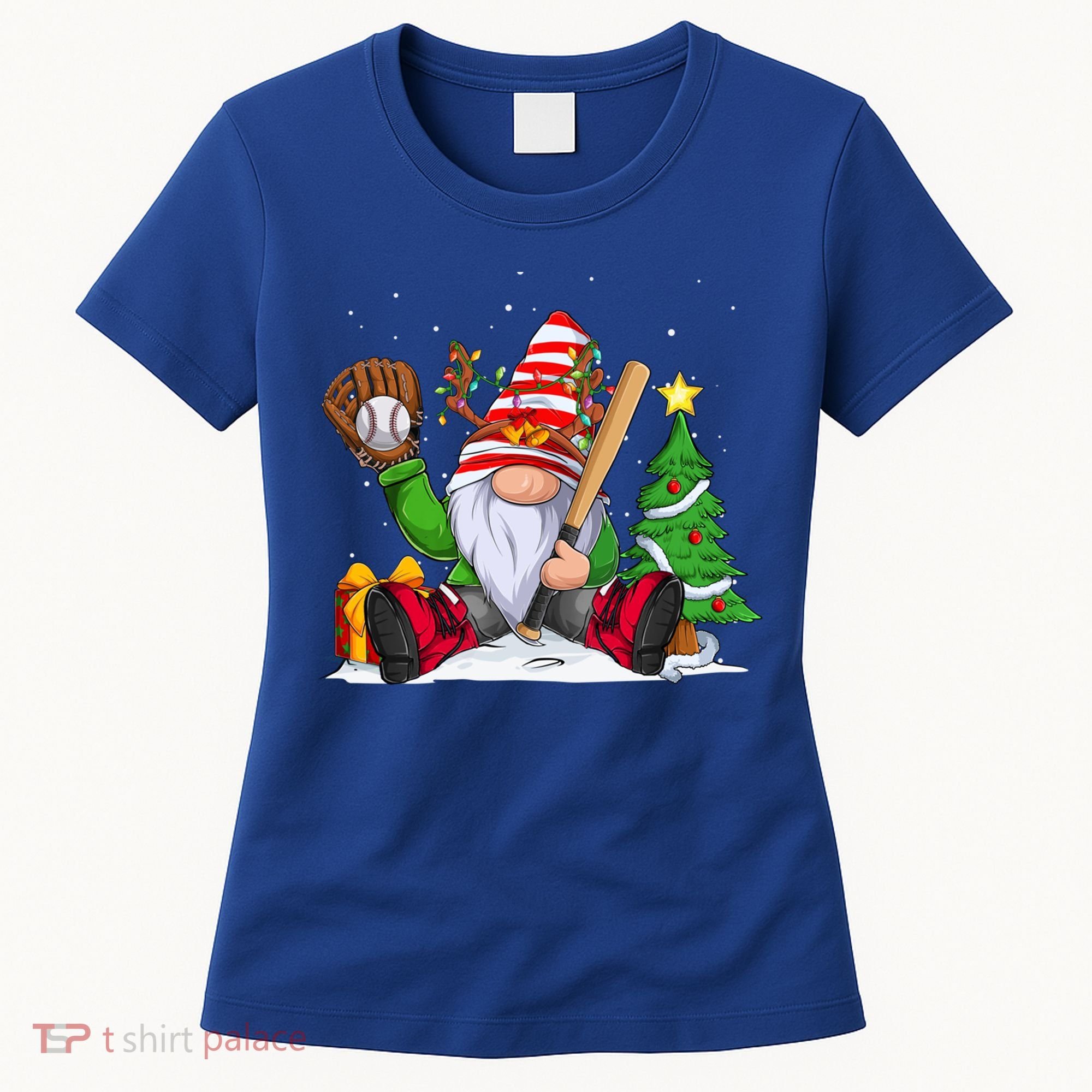 Baseball Gnome Christmas Winter Season Catcher Pitcher Funny Gift Women's T-Shirt