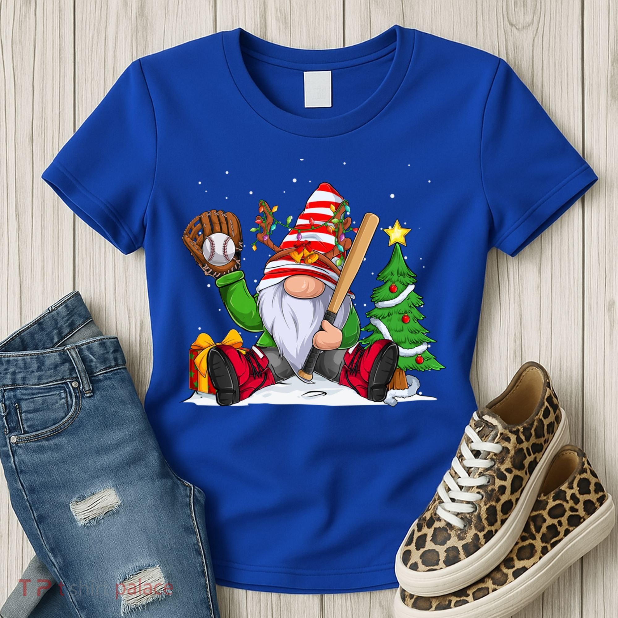 Baseball Gnome Christmas Winter Season Catcher Pitcher Funny Gift Women's T-Shirt