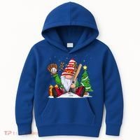 Baseball Gnome Christmas Winter Season Catcher Pitcher Funny Gift Kids Hoodie thumb 0