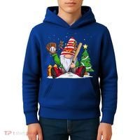 Baseball Gnome Christmas Winter Season Catcher Pitcher Funny Gift Kids Hoodie thumb 4
