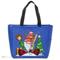 Baseball Gnome Christmas Winter Season Catcher Pitcher Funny Gift Tote Bag thumb 0
