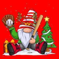 Baseball Gnome Christmas Winter Season Catcher Pitcher Funny Gift Santa Hat thumb 1