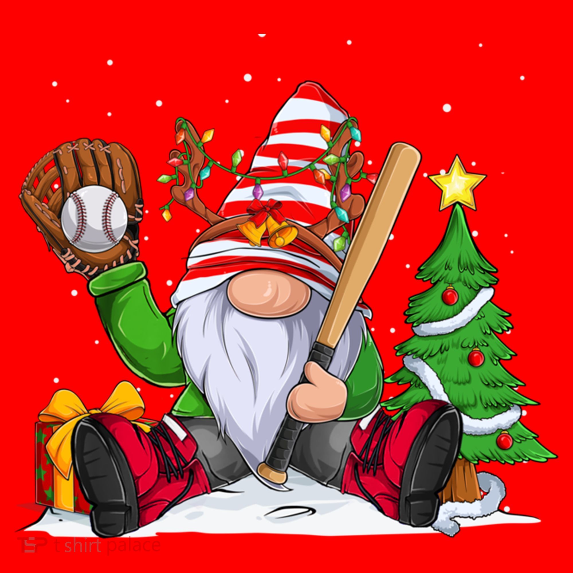 Baseball Gnome Christmas Winter Season Catcher Pitcher Funny Gift Santa Hat