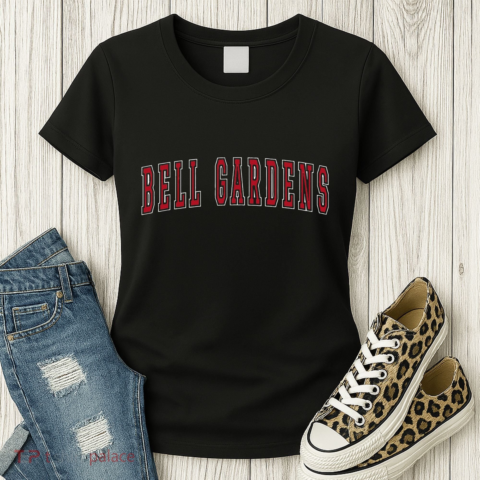 Bell Gardens California Souvenir Vacation College Style Red Women's T-Shirt