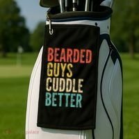 Bearded Guys Cuddle Better Funny Saying Sarcastic Novelty Golf Towel thumb 2