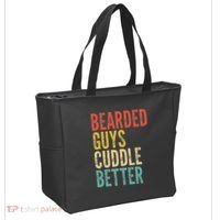 Bearded Guys Cuddle Better Funny Saying Sarcastic Novelty Tote Bag thumb 2