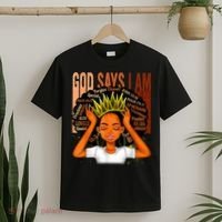 Black Girl Crown God Says I Am Black Melanin History Month T-Shirt thumb 2