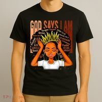 Black Girl Crown God Says I Am Black Melanin History Month T-Shirt thumb 3