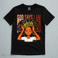 Black Girl Crown God Says I Am Black Melanin History Month T-Shirt thumb 5