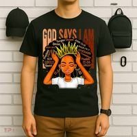 Black Girl Crown God Says I Am Black Melanin History Month T-Shirt thumb 6