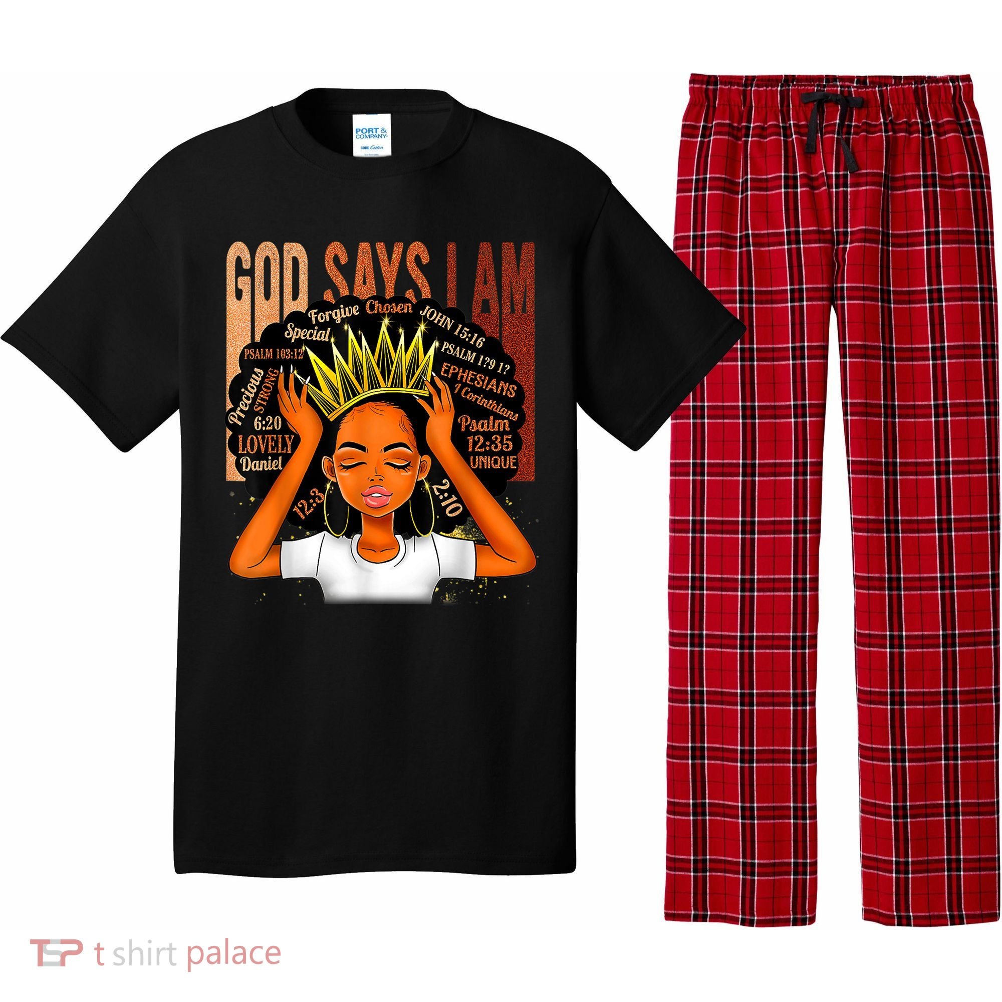 Black Girl Crown God Says I Am Black Melanin History Month Pajama Set