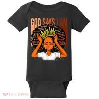 Black Girl Crown God Says I Am Black Melanin History Month Baby Bodysuit thumb 0