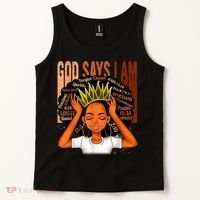 Black Girl Crown God Says I Am Black Melanin History Month Tank Top thumb 2