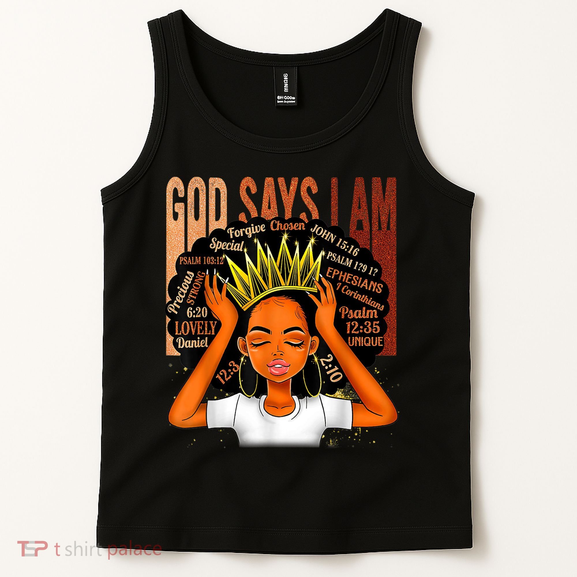 Black Girl Crown God Says I Am Black Melanin History Month Tank Top
