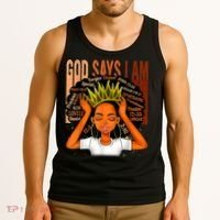 Black Girl Crown God Says I Am Black Melanin History Month Tank Top thumb 3