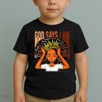 Black Girl Crown God Says I Am Black Melanin History Month Toddler T-Shirt thumb 2
