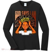 Black Girl Crown God Says I Am Black Melanin History Month Women's Long Sleeve Shirt thumb 0