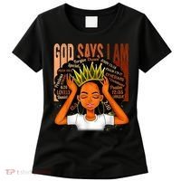 Black Girl Crown God Says I Am Black Melanin History Month Women's T-Shirt thumb 0