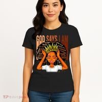 Black Girl Crown God Says I Am Black Melanin History Month Women's T-Shirt thumb 4