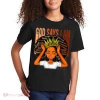 Black Girl Crown God Says I Am Black Melanin History Month Kids T-Shirt thumb 2