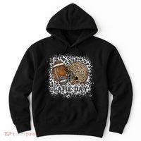Bleached Game Day Leopard Football Helmet Sport Mom Hoodie thumb 0