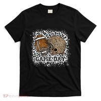 Bleached Game Day Leopard Football Helmet Sport Mom T-Shirt thumb 0