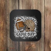 Bleached Game Day Leopard Football Helmet Sport Mom Coaster thumb 0