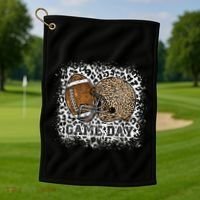 Bleached Game Day Leopard Football Helmet Sport Mom Golf Towel thumb 1