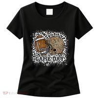 Bleached Game Day Leopard Football Helmet Sport Mom Women's T-Shirt thumb 0