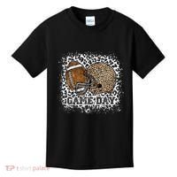 Bleached Game Day Leopard Football Helmet Sport Mom Kids T-Shirt thumb 0