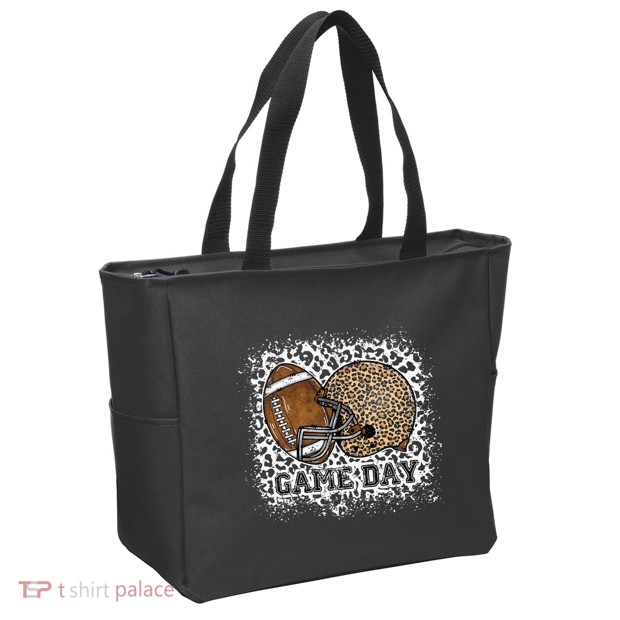 Bleached Game Day Leopard Football Helmet Sport Mom Tote Bag