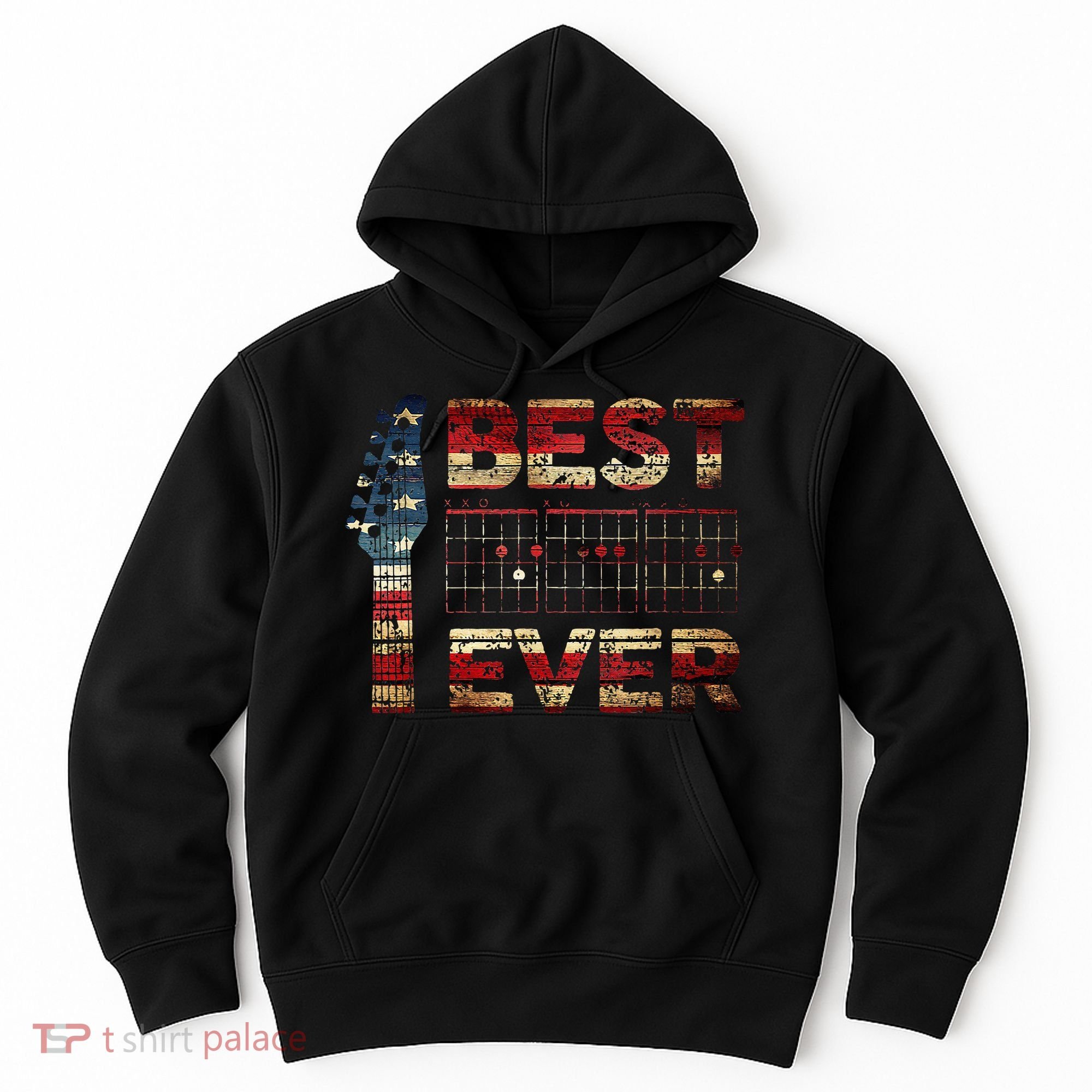 Best Guitar Dad Ever Chords Best Dad Guitar American Flag Hoodie
