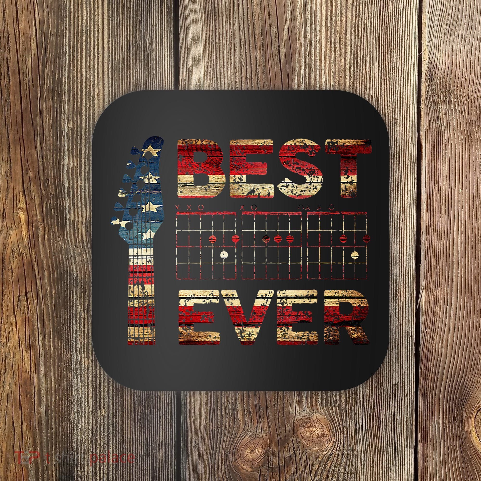 Best Guitar Dad Ever Chords Best Dad Guitar American Flag Coaster