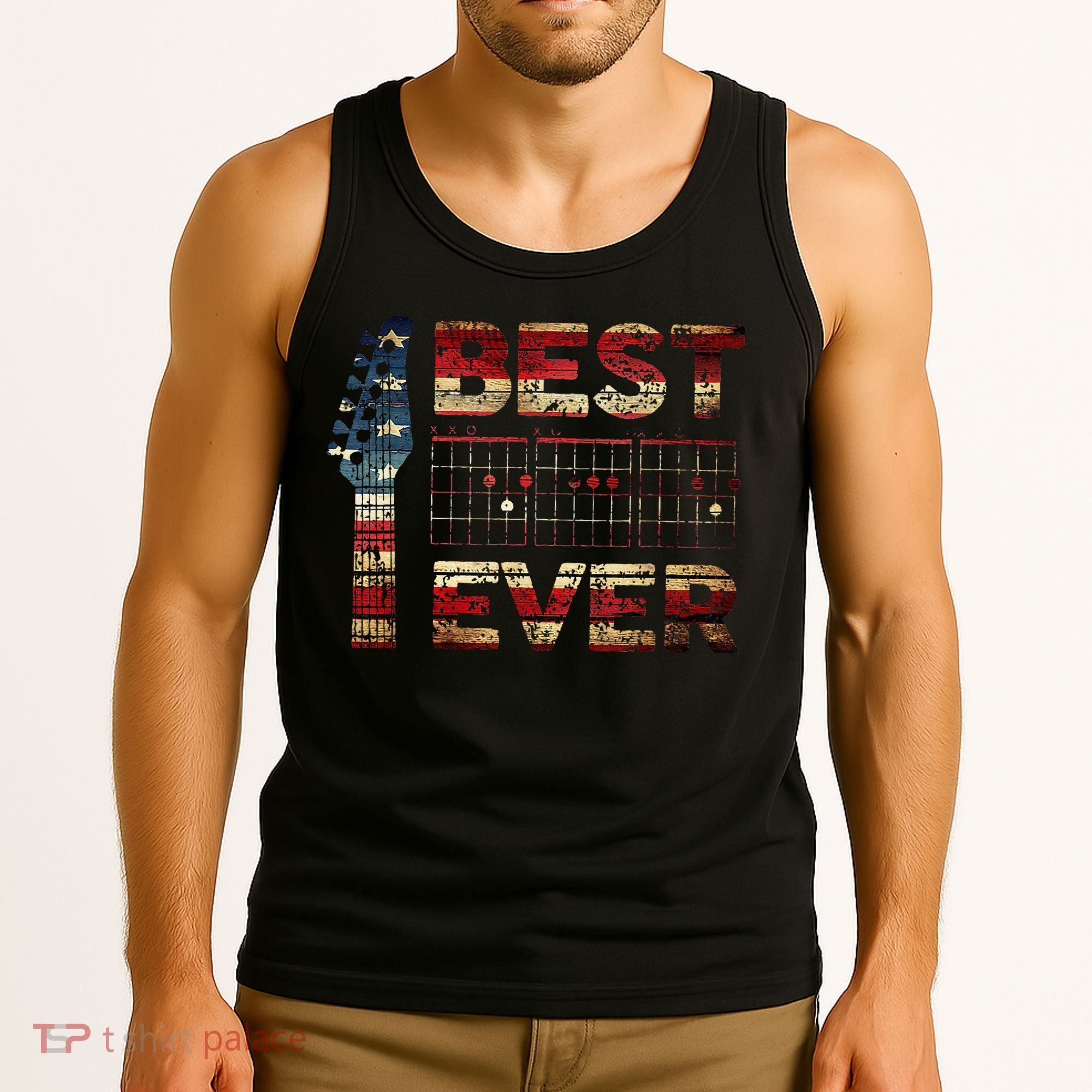 Best Guitar Dad Ever Chords Best Dad Guitar American Flag Tank Top