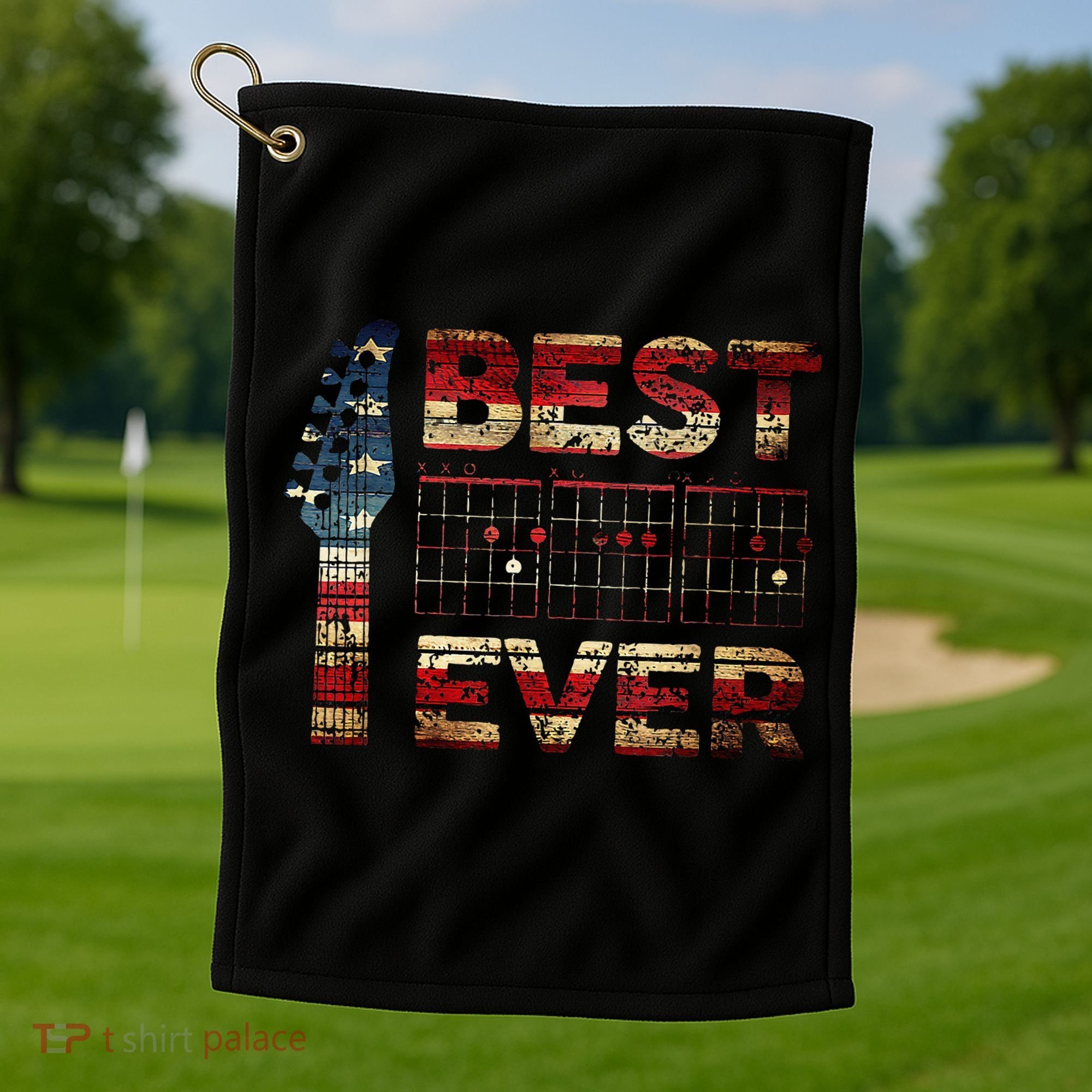 Best Guitar Dad Ever Chords Best Dad Guitar American Flag Golf Towel