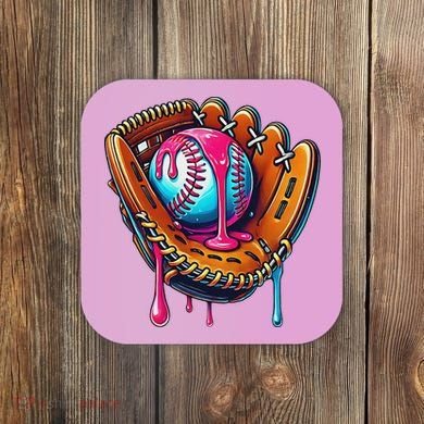 Baseball Glove Drip Ice Cream Sprinkles Baseball Boy Coaster
