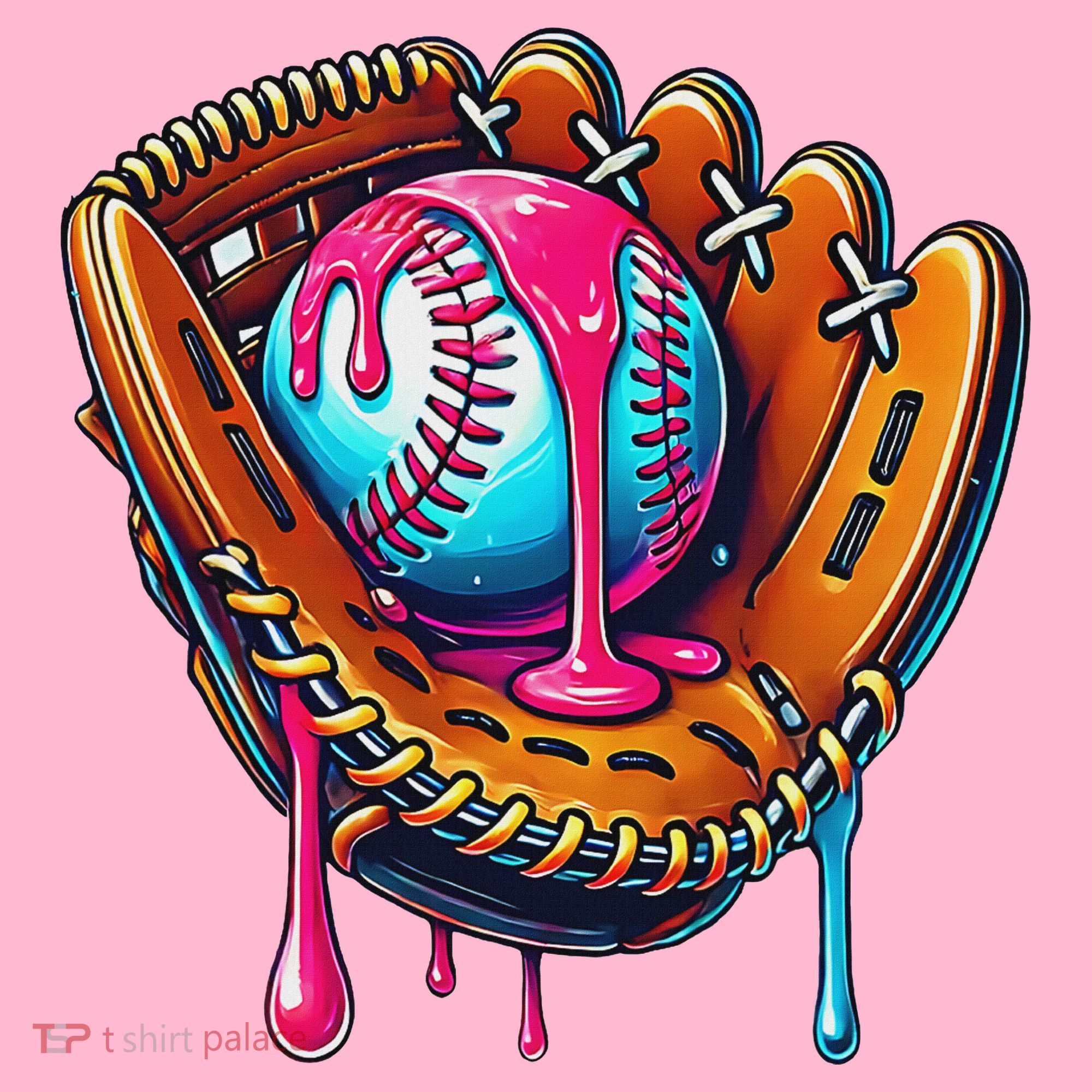 Baseball Glove Drip Ice Cream Sprinkles Baseball Boy Coaster