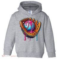 Baseball Glove Drip Ice Cream Sprinkles Baseball Boy Toddler Hoodie thumb 0