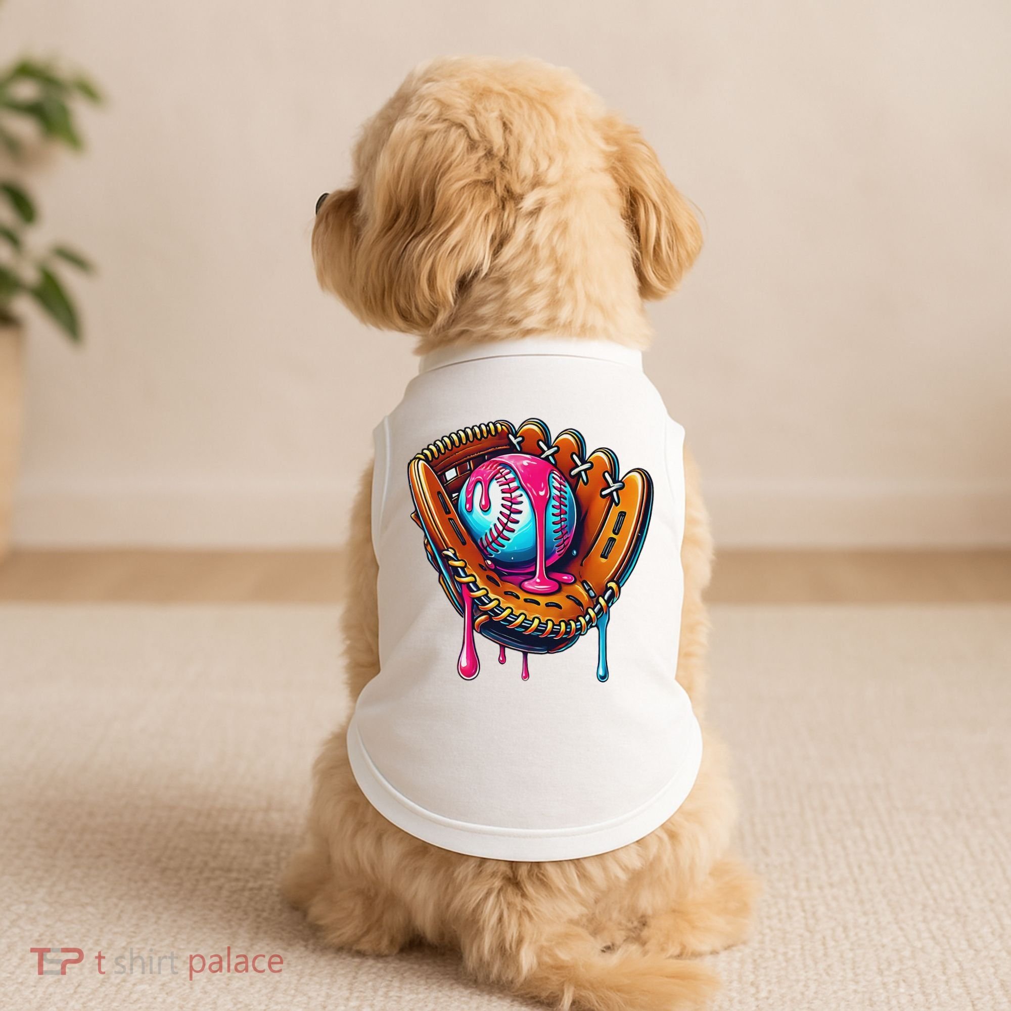 Baseball Glove Drip Ice Cream Sprinkles Baseball Boy Doggie Tank