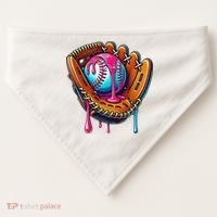 Baseball Glove Drip Ice Cream Sprinkles Baseball Boy USA-Made Doggie Bandana thumb 0