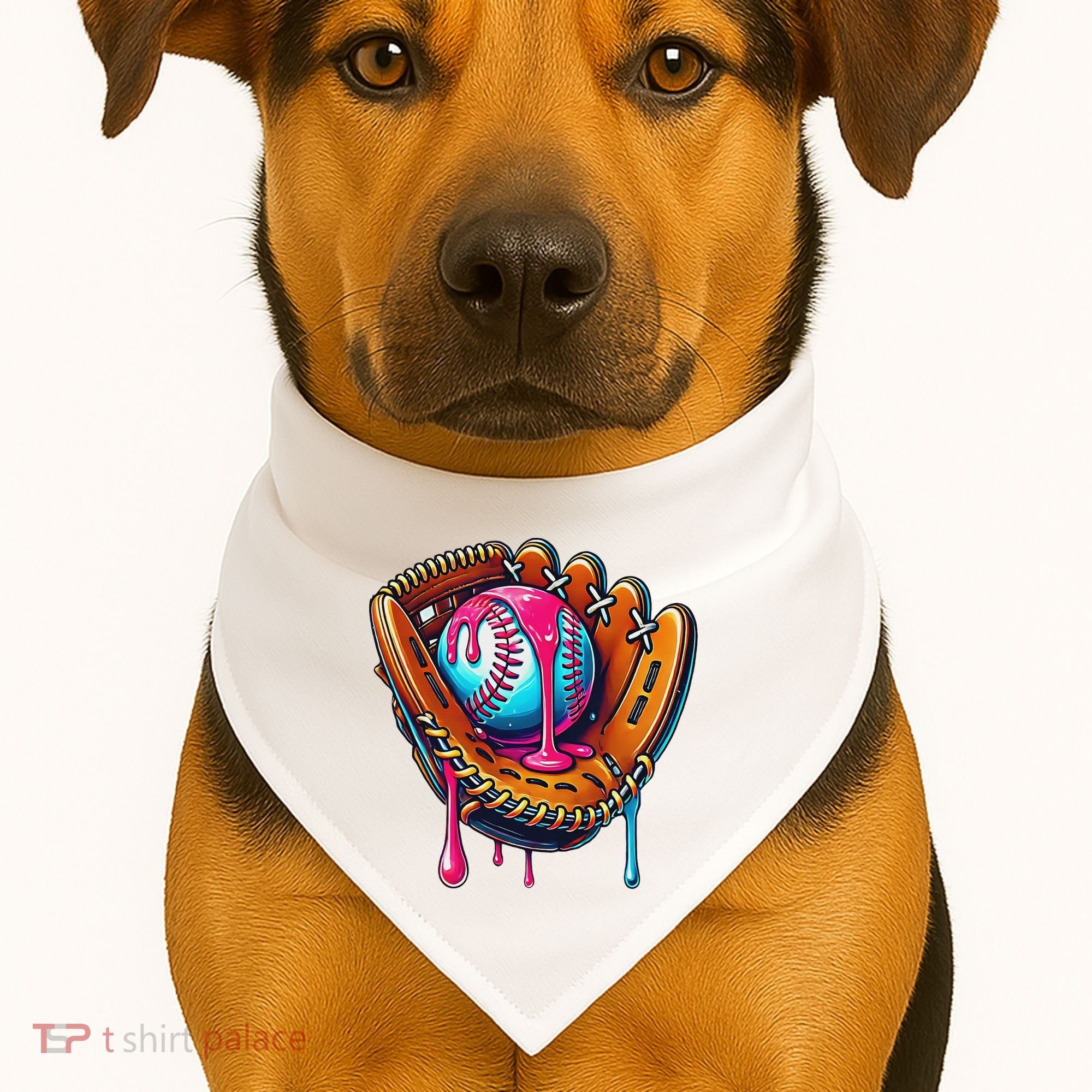 Baseball Glove Drip Ice Cream Sprinkles Baseball Boy USA-Made Doggie Bandana