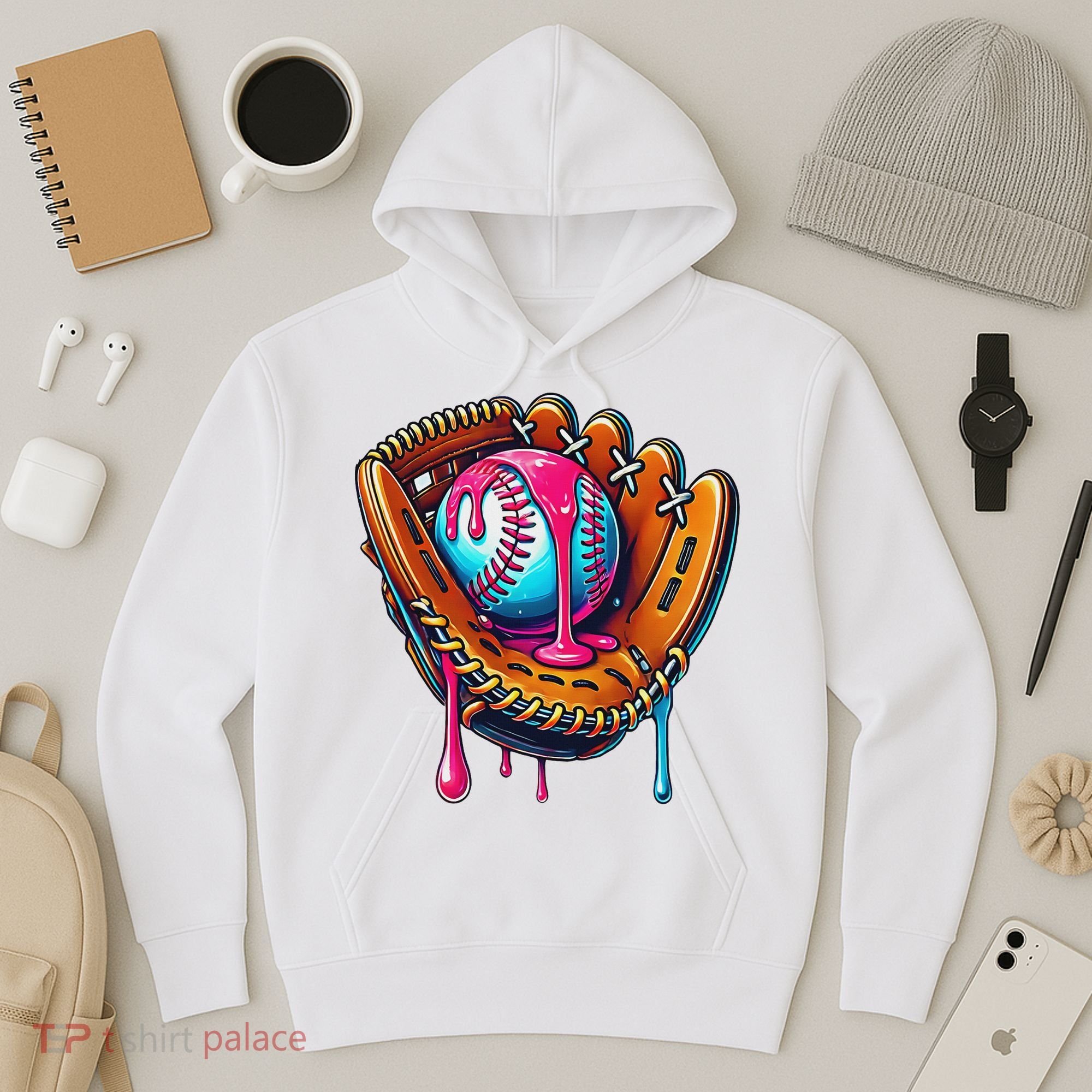 Baseball Glove Drip Ice Cream Sprinkles Baseball Boy Hoodie