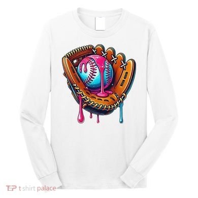 Baseball Glove Drip Ice Cream Sprinkles Baseball Boy Long Sleeve Shirt