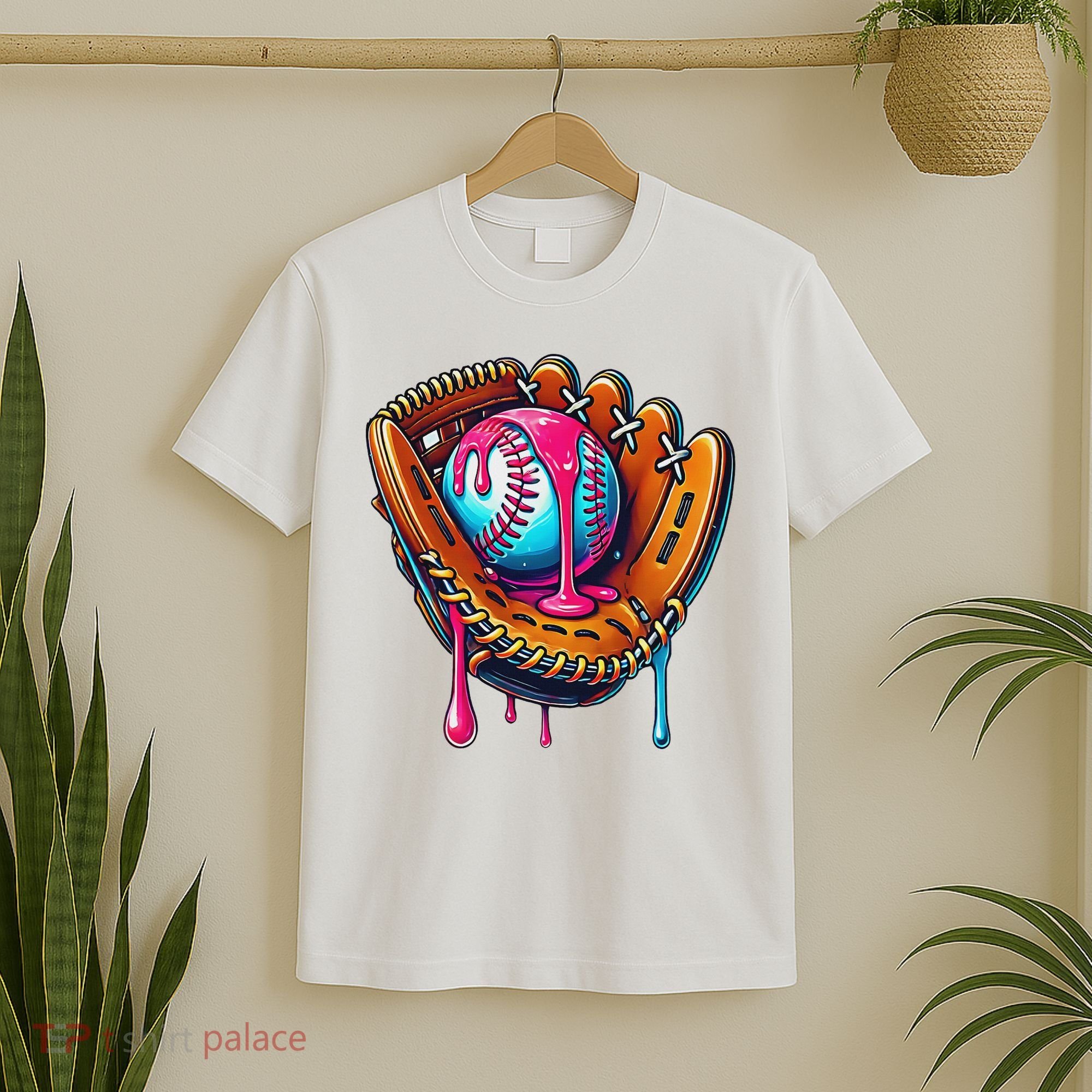 Baseball Glove Drip Ice Cream Sprinkles Baseball Boy T-Shirt