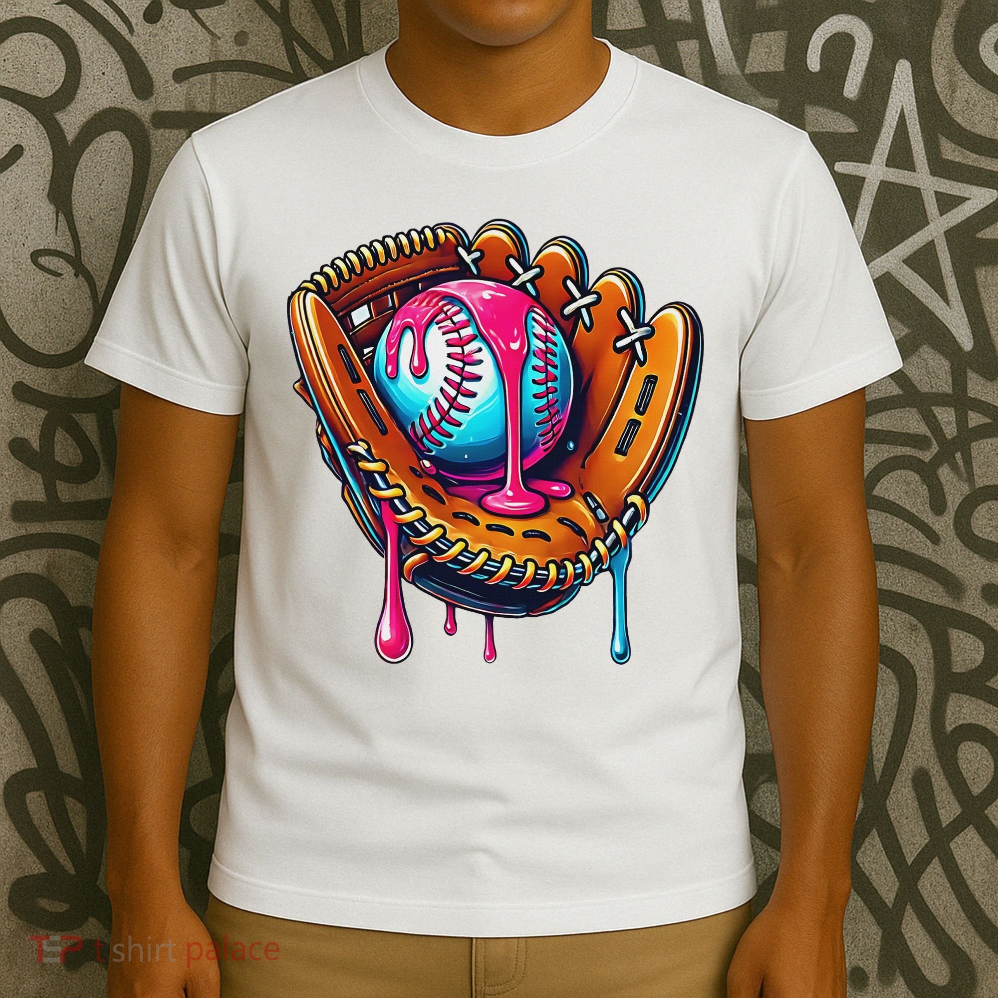 Baseball Glove Drip Ice Cream Sprinkles Baseball Boy T-Shirt