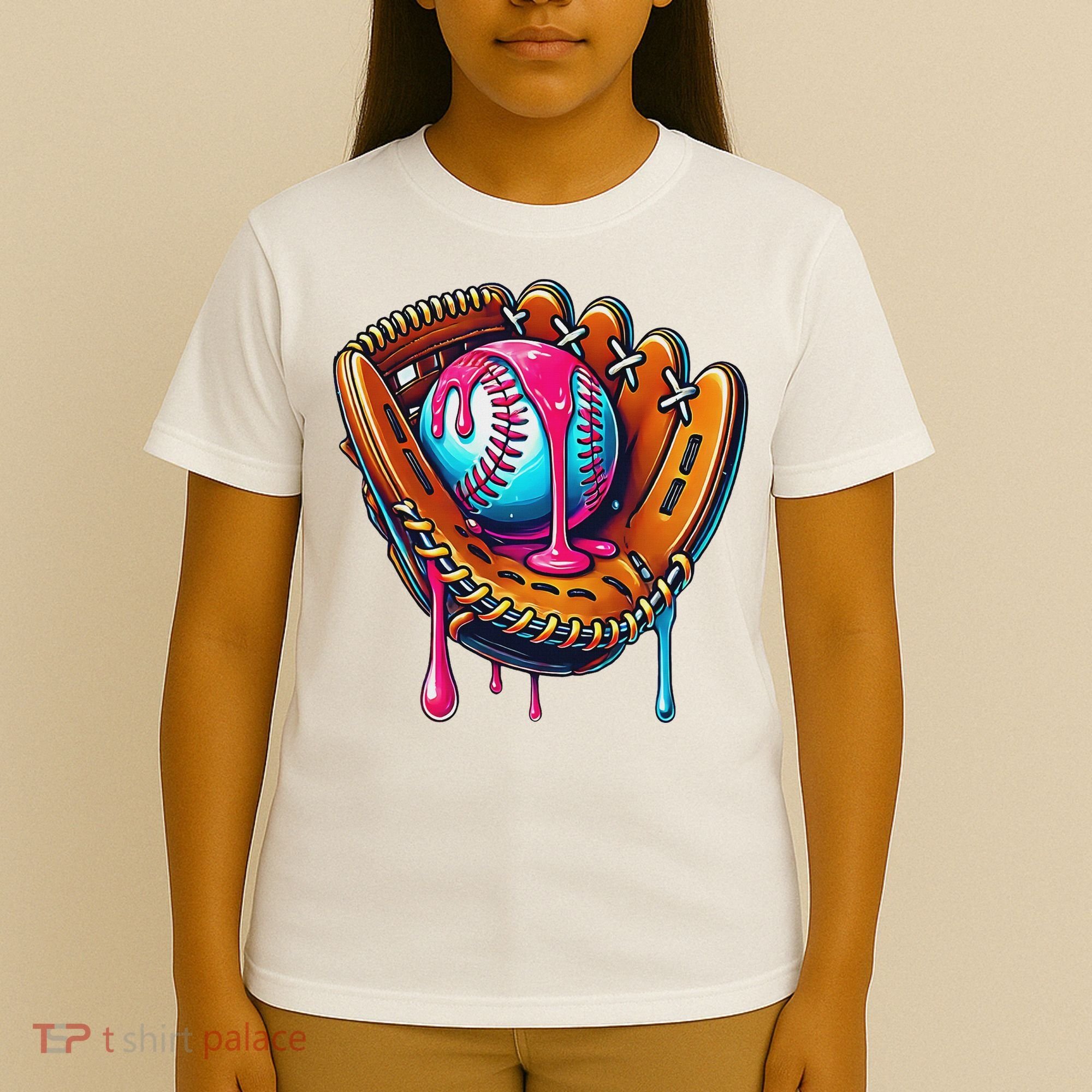 Baseball Glove Drip Ice Cream Sprinkles Baseball Boy T-Shirt