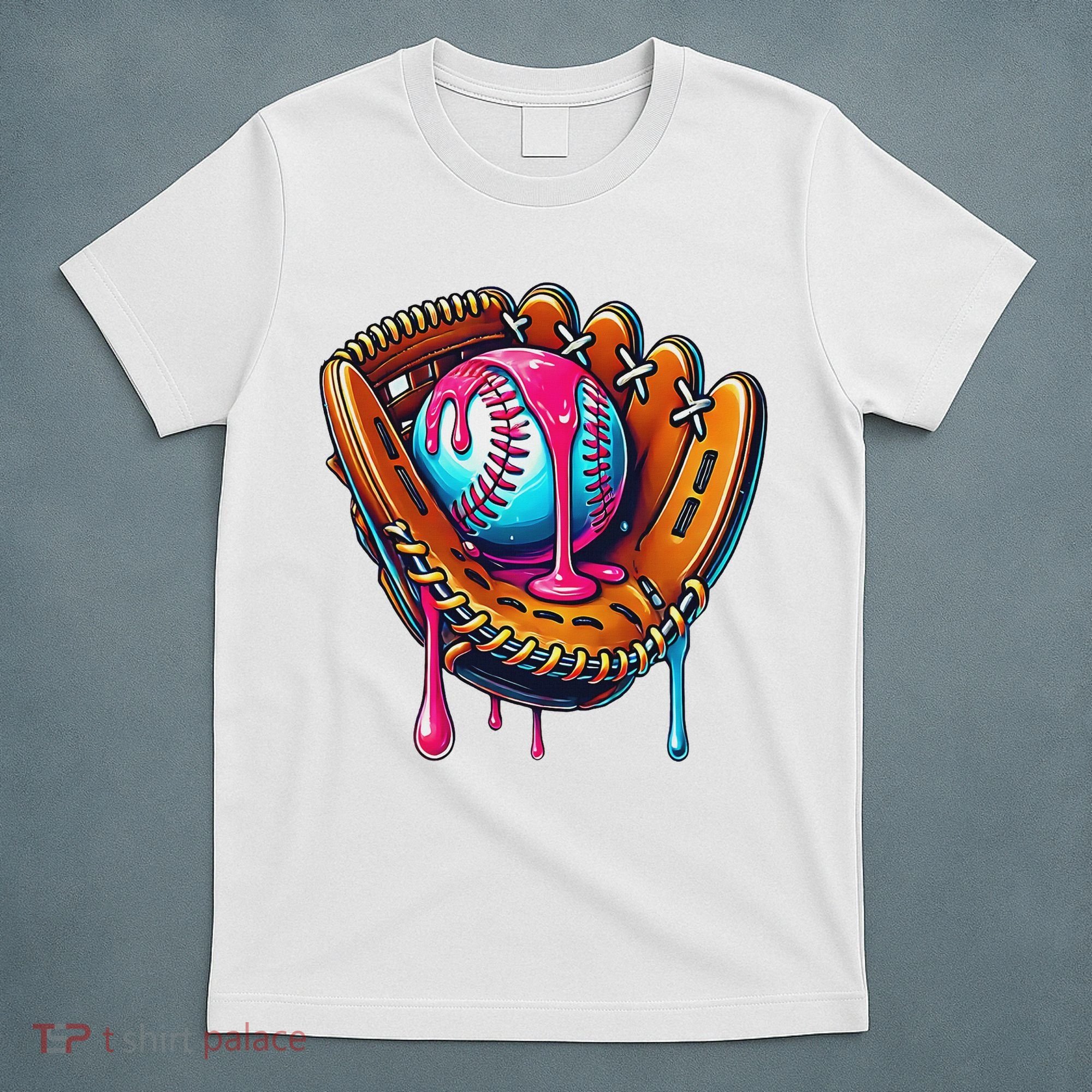Baseball Glove Drip Ice Cream Sprinkles Baseball Boy T-Shirt