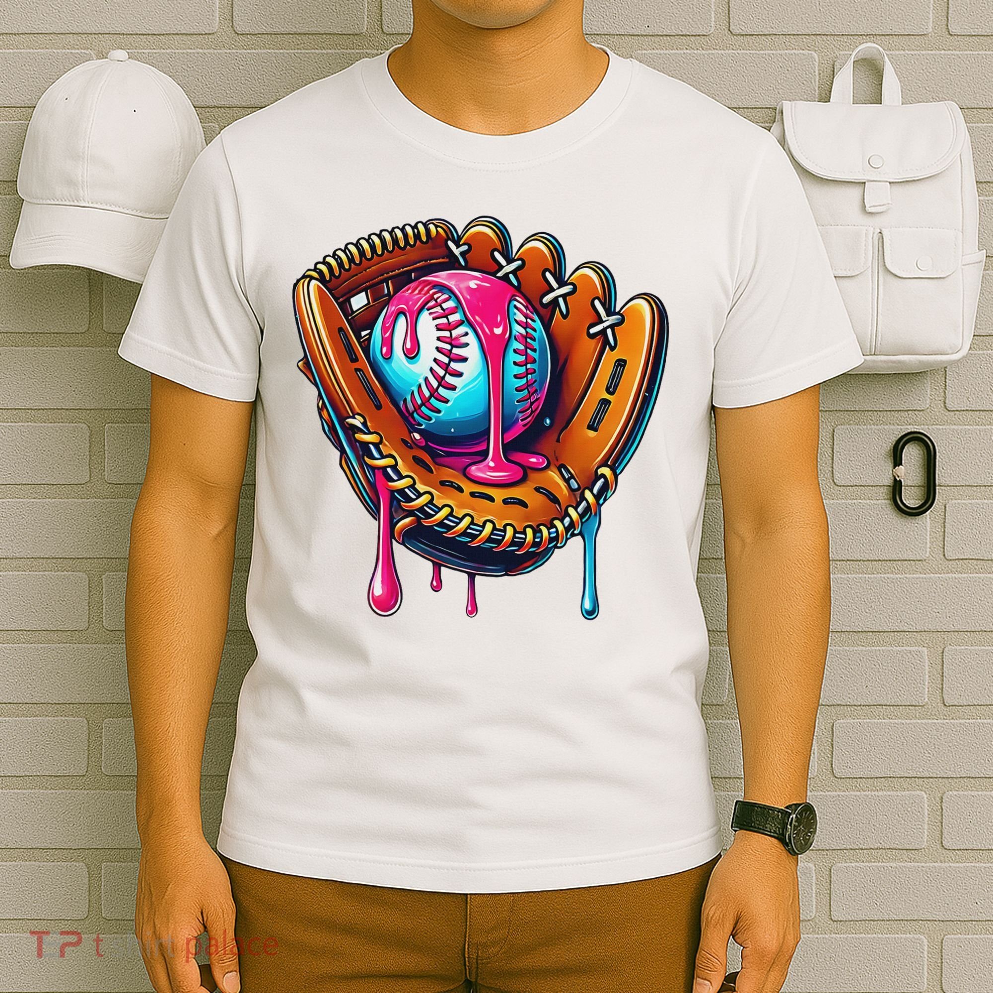 Baseball Glove Drip Ice Cream Sprinkles Baseball Boy T-Shirt