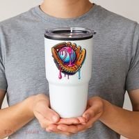 Baseball Glove Drip Ice Cream Sprinkles Baseball Boy Tumbler thumb 2